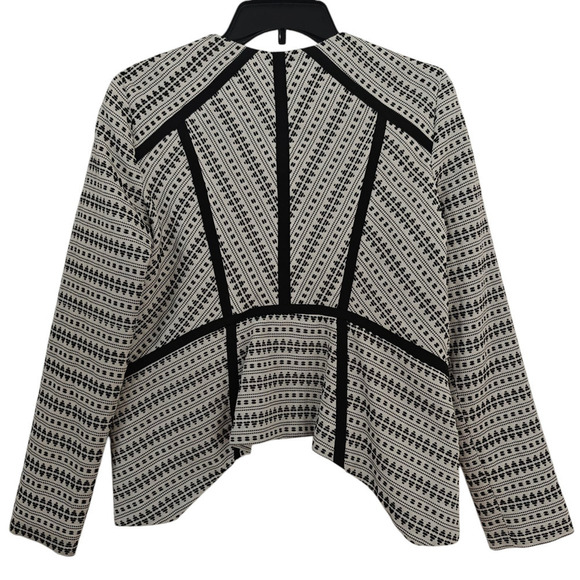 Alexis Zip Front Embroidered Blazer Jacket Size Medium Black White Stitched - Picture 5 of 6
